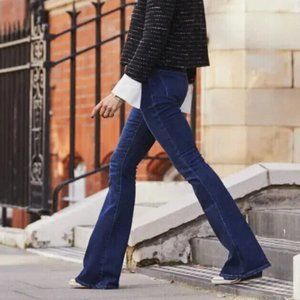 Frame Jeans Le High Flare Stretch Blue Sutherland High Rise Retro